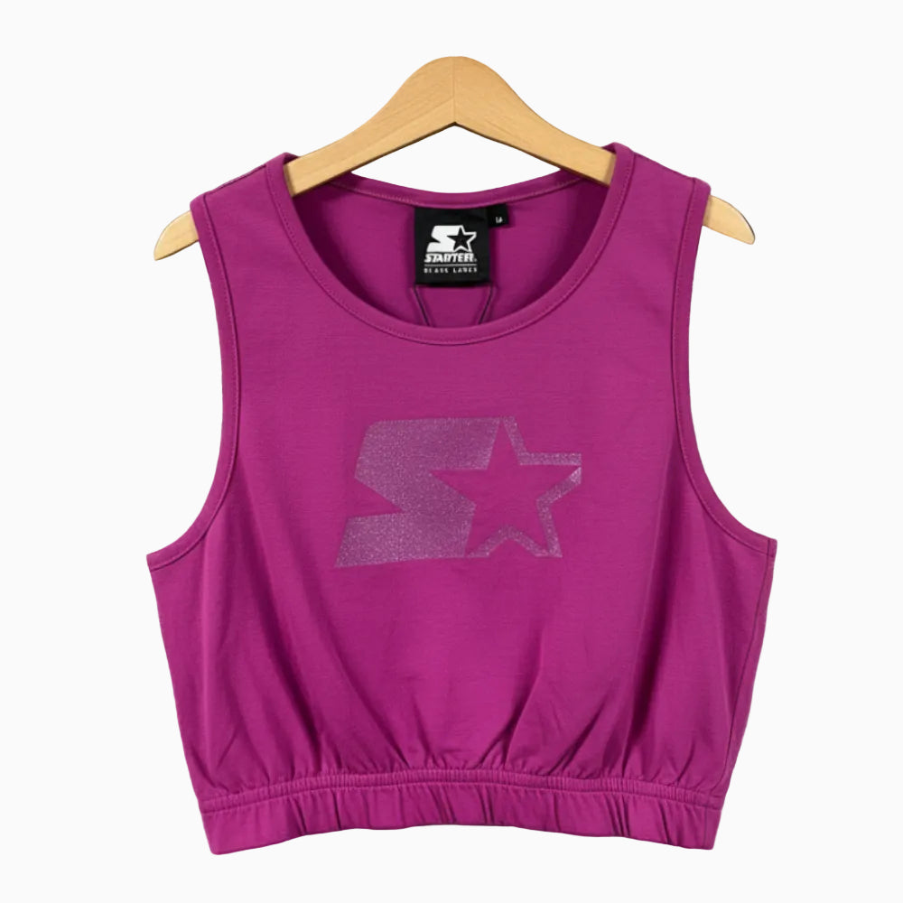 Starter Black Label canotta sportiva cropped viola con logo glitter bambina - Abbigliamento bambini firmato | CDifferent Outlet