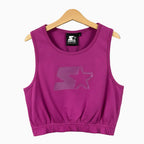 Starter Black Label canotta sportiva cropped viola con logo glitter bambina - Abbigliamento bambini firmato | CDifferent Outlet