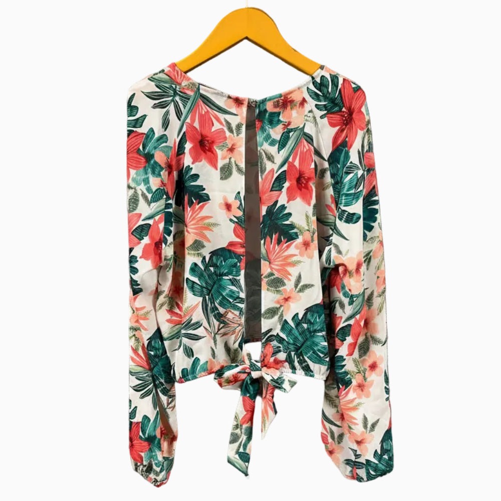 Kocca blusa floreale bambina verde e corallo - Abbigliamento bambini firmato | CDifferent Outlet