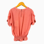 Kocca blusa in chiffon color pesca con maniche a petalo e vita elasticizzata bambina - Abbigliamento bambini firmato | CDifferent Outlet