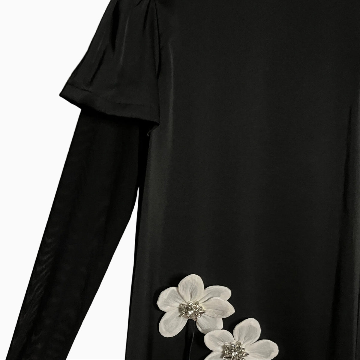 Alice Pi abito nero elegante con fiori gioiello bambina