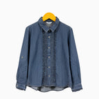 Mayoral camicia in denim bambina blu con ruches - Abbigliamento bambini firmato | CDifferent Outlet