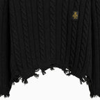 RefrigiWear maglione nero cropped con dettagli strappati bambina | CDifferent Outlet