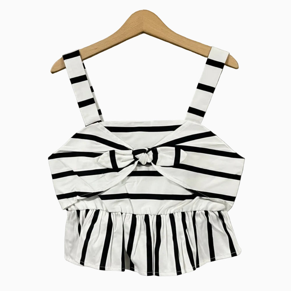 Mayoral top a righe con balza e fiocco bambina - Abbigliamento bambini firmato | CDifferent Outlet