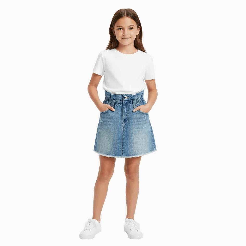 Please gonna paperbag bambina in light denim - Abbigliamento bambini firmato | CDifferent Outlet