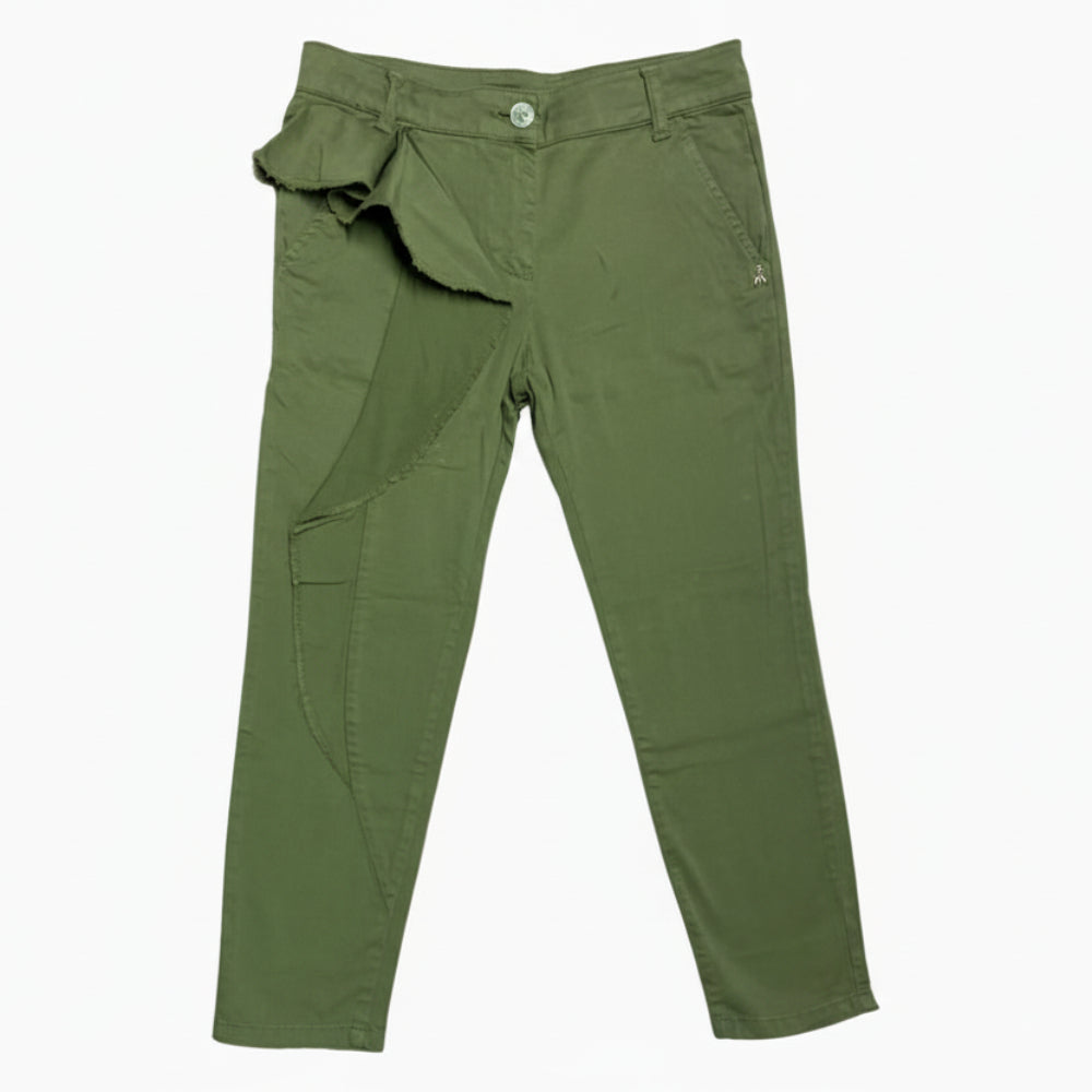 Patrizia Pepe pantalone bambina con rouge verde militare - Abbigliamento bambini firmato | CDifferent Outlet