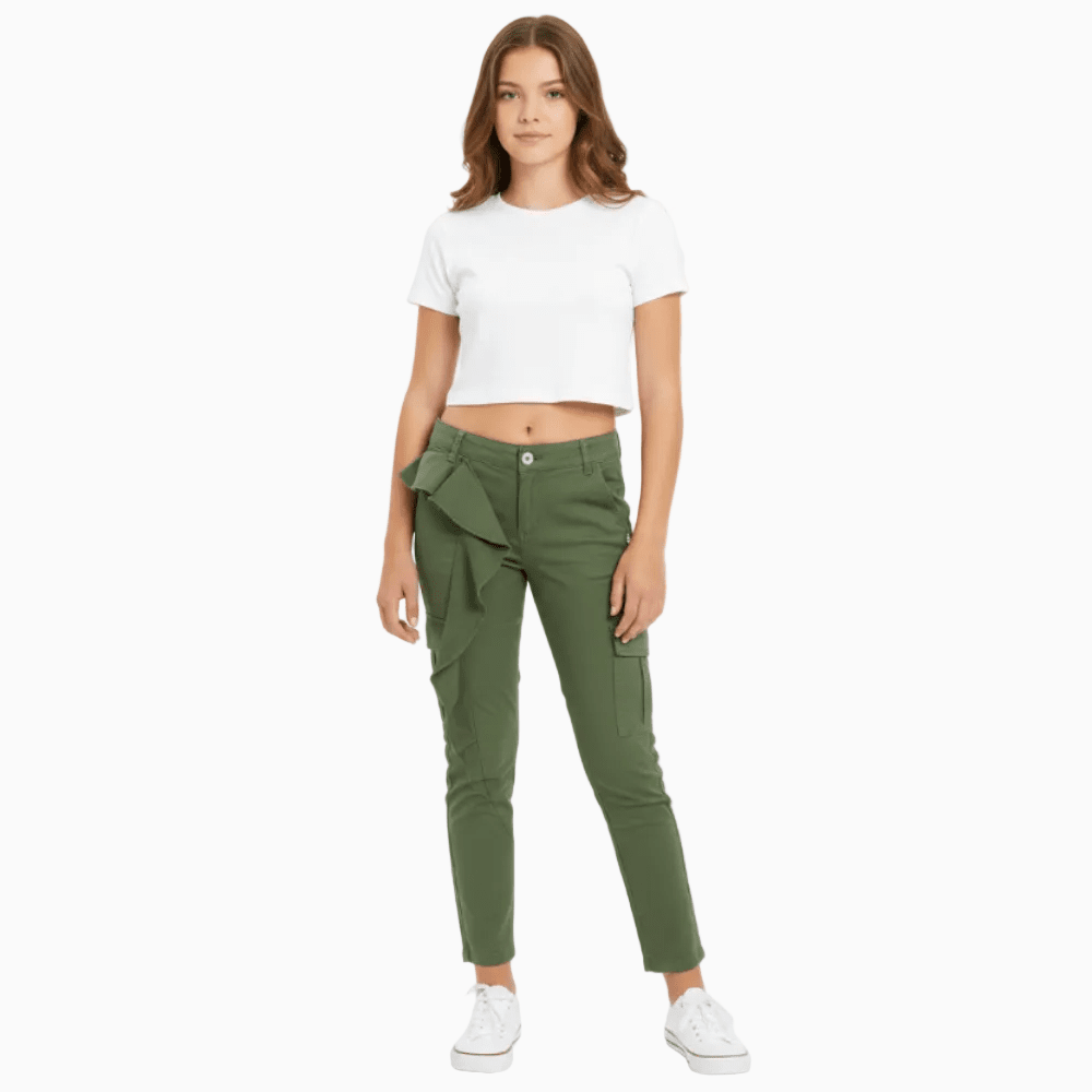 Patrizia Pepe pantalone bambina con rouge verde militare