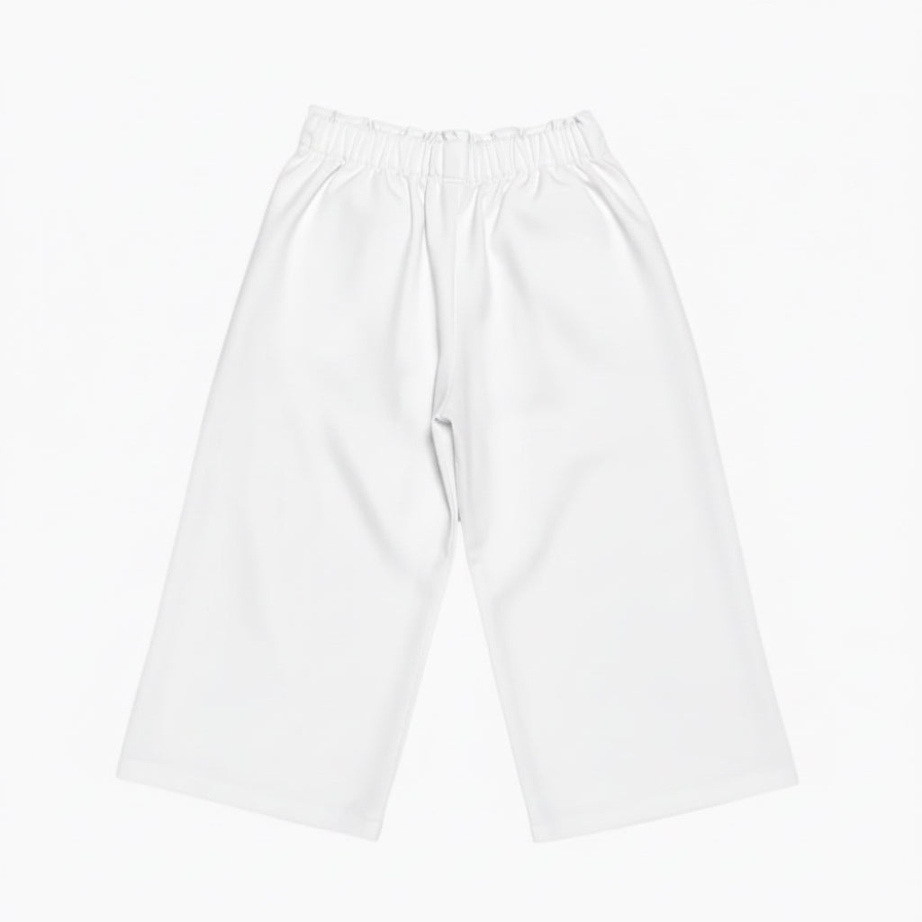 People pantalone cropped bambina bianco con elastico - Abbigliamento bambini firmato | CDifferent Outlet