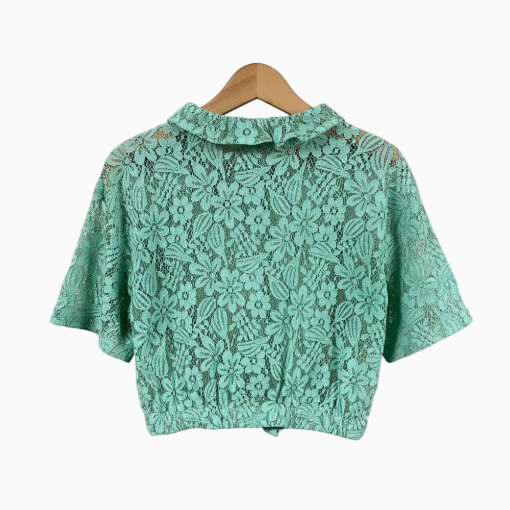 Please blusa bambina in pizzo verde acqua