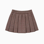 schiena gonna pieghettata bambina fantasia pied-de-poule taglio sartoriale