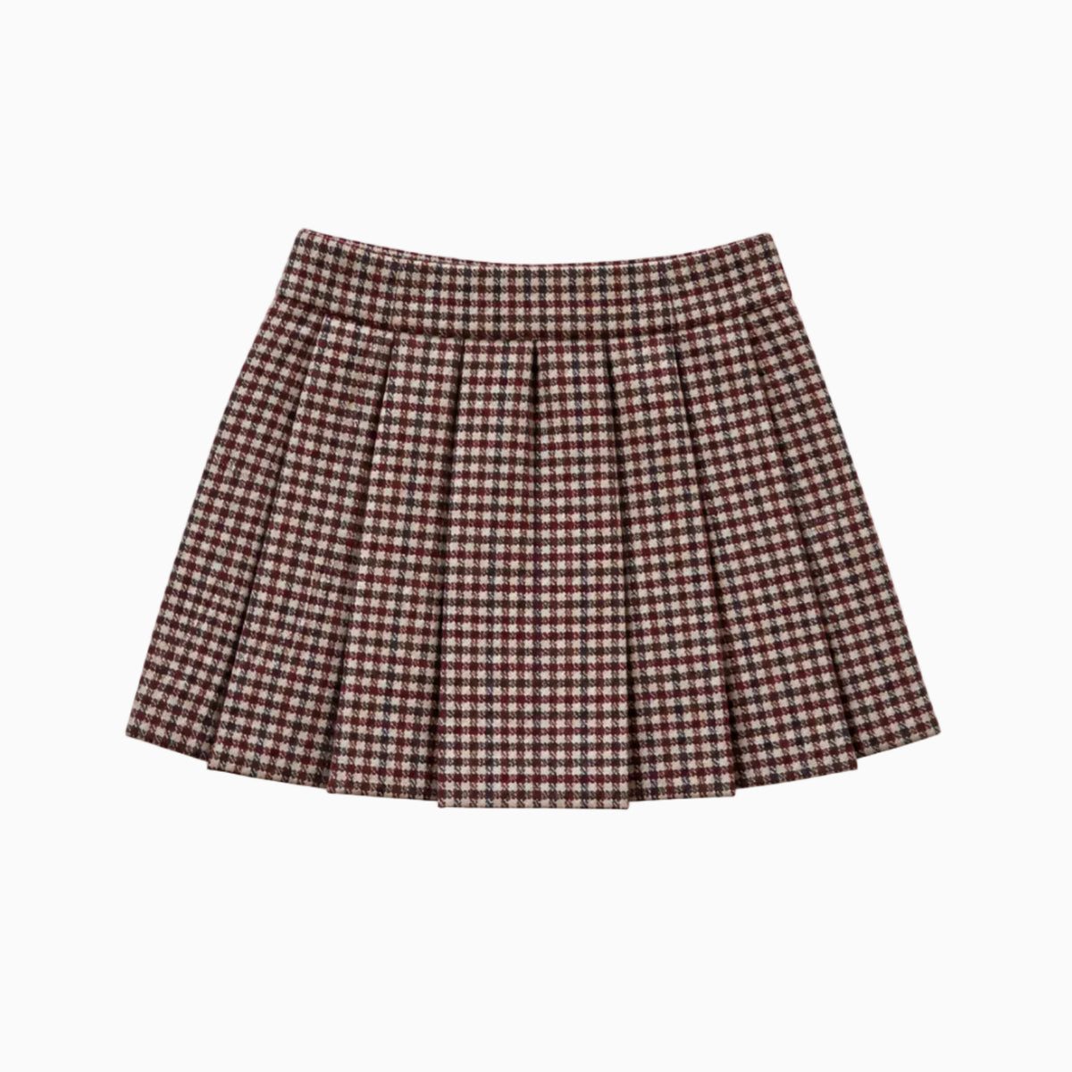 schiena gonna pieghettata bambina fantasia pied-de-poule taglio sartoriale