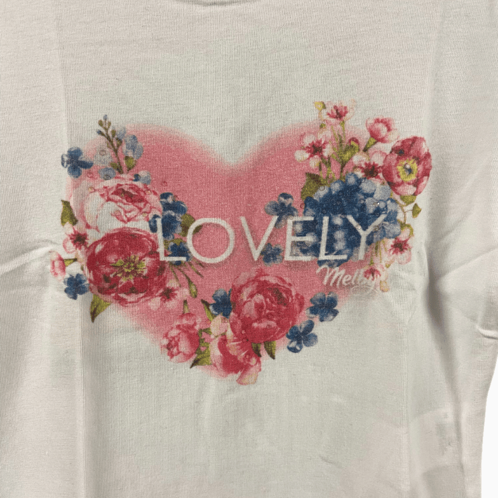 Melby t-shirt neonata bianca con cuore floreale - Abbigliamento bambini firmato | CDifferent Outlet