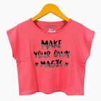 Losan t-shirt corta corallo con scritta paillettes bambina - Abbigliamento bambini firmato | CDifferent Outlet