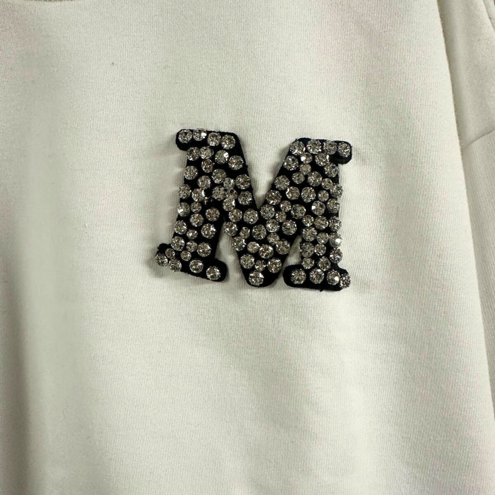 Met felpa cropped bambina bianca