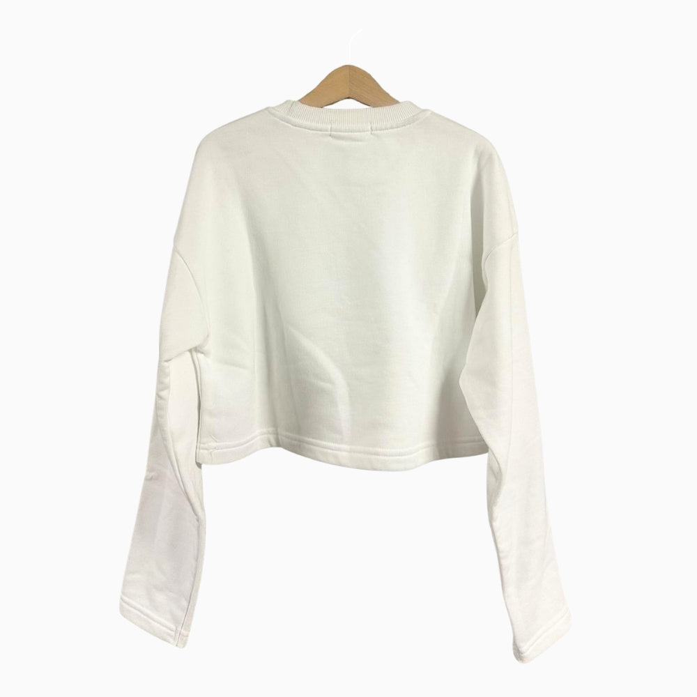 Met felpa cropped bambina bianca