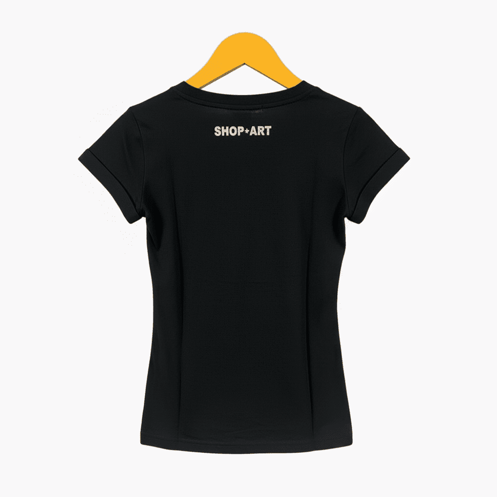 Shop Art t-shirt bambina nera con scritta argento