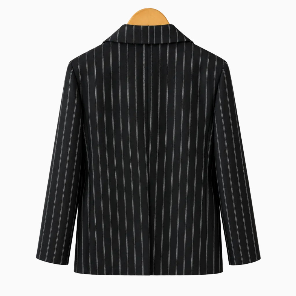 Vista posteriore giacca sartoriale bambina righe bianche