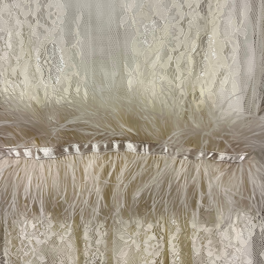 Alice Pi top bambina pizzo e piume panna