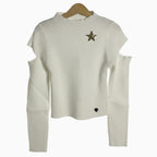 Alice Pi maglia a costine con spalle scoperte e spilla stella bambina