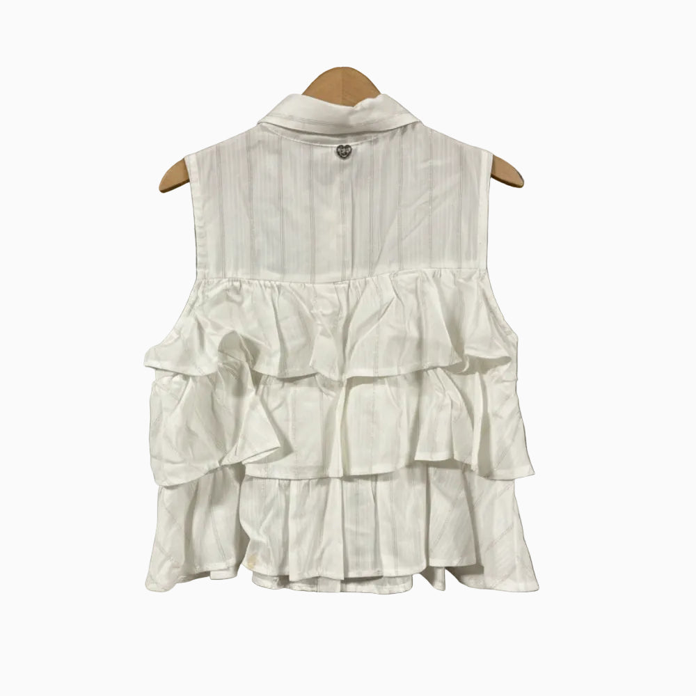 Please camicia smanicata bambina con balze - Abbigliamento bambini firmato | CDifferent Outlet