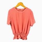 Kocca blusa in chiffon color pesca con maniche a petalo e vita elasticizzata bambina - Abbigliamento bambini firmato | CDifferent Outlet
