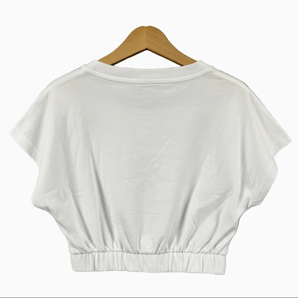 Starter Black Label t-shirt bianca modello boxy con orlo e logo elastico bambina - Abbigliamento bambini firmato | CDifferent Outlet