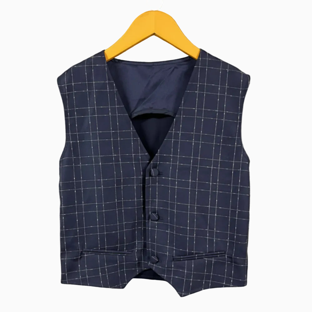 Sp1 gilet slim fit blu a quadri bambino con dettagli sartoriali