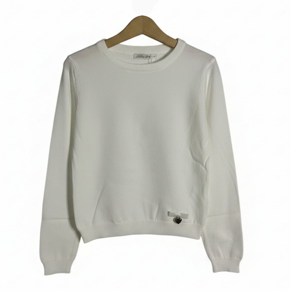 Alice Pi maglia basic con dettaglio fiocco e cuore bambina