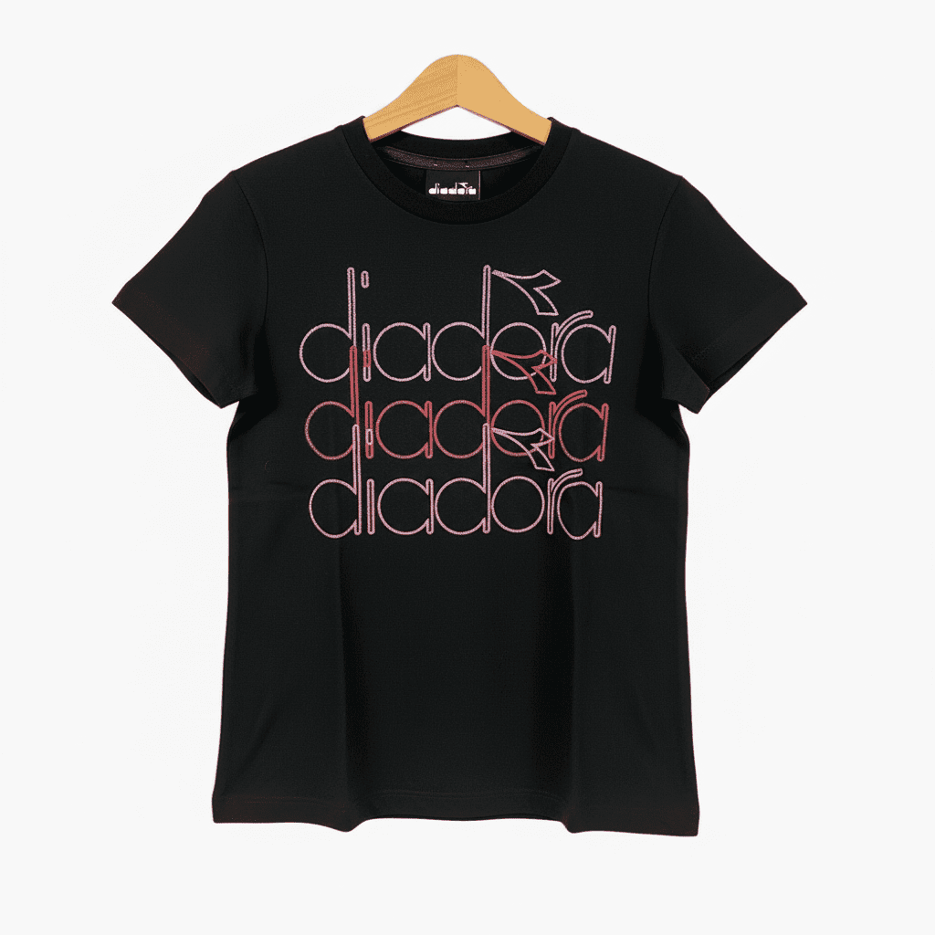 Diadora t-shirt bambina nera multiscritta - Abbigliamento bambini firmato | CDifferent Outlet