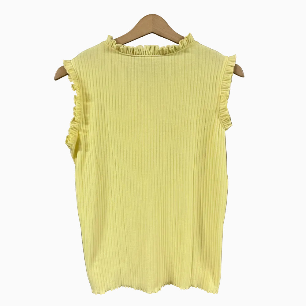 Only top a costine con volant e scollo arricciato bambina