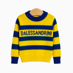Daniele Alessandrini maglione a righe gialle e blu con logo neonato | CDifferent Outlet