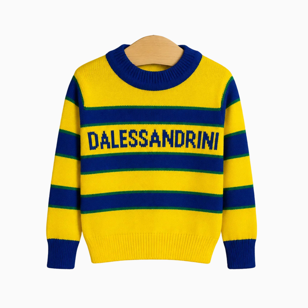 Daniele Alessandrini maglione a righe gialle e blu con logo neonato | CDifferent Outlet