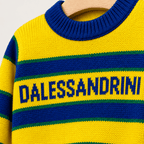 Daniele Alessandrini maglione a righe gialle e blu con logo neonato | CDifferent Outlet