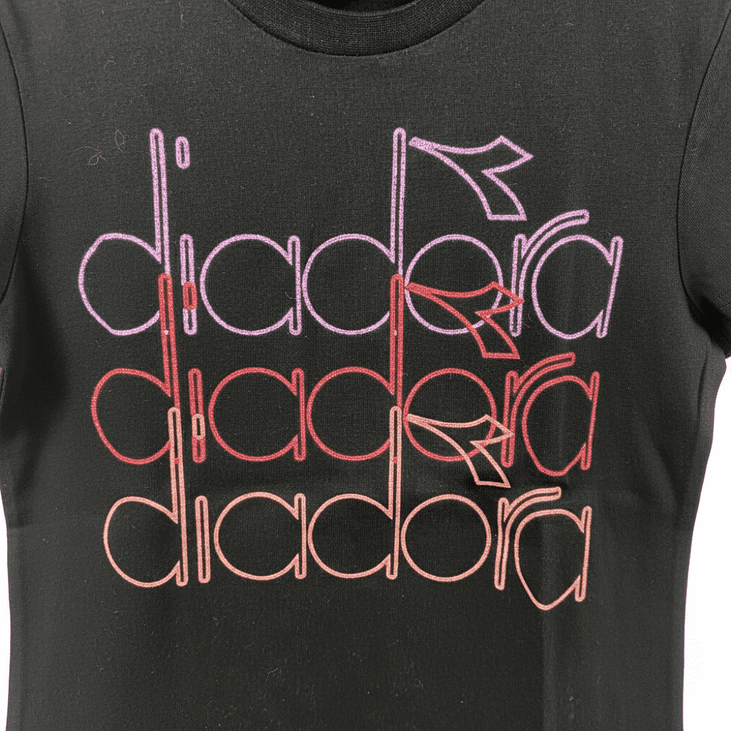 Diadora t-shirt bambina nera multiscritta