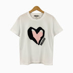 Mousse t-shirt manica corta bambina bianca con cuore