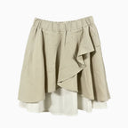 People gonna in lino con volant bianca e beige bambina - Abbigliamento bambini firmato | CDifferent Outlet