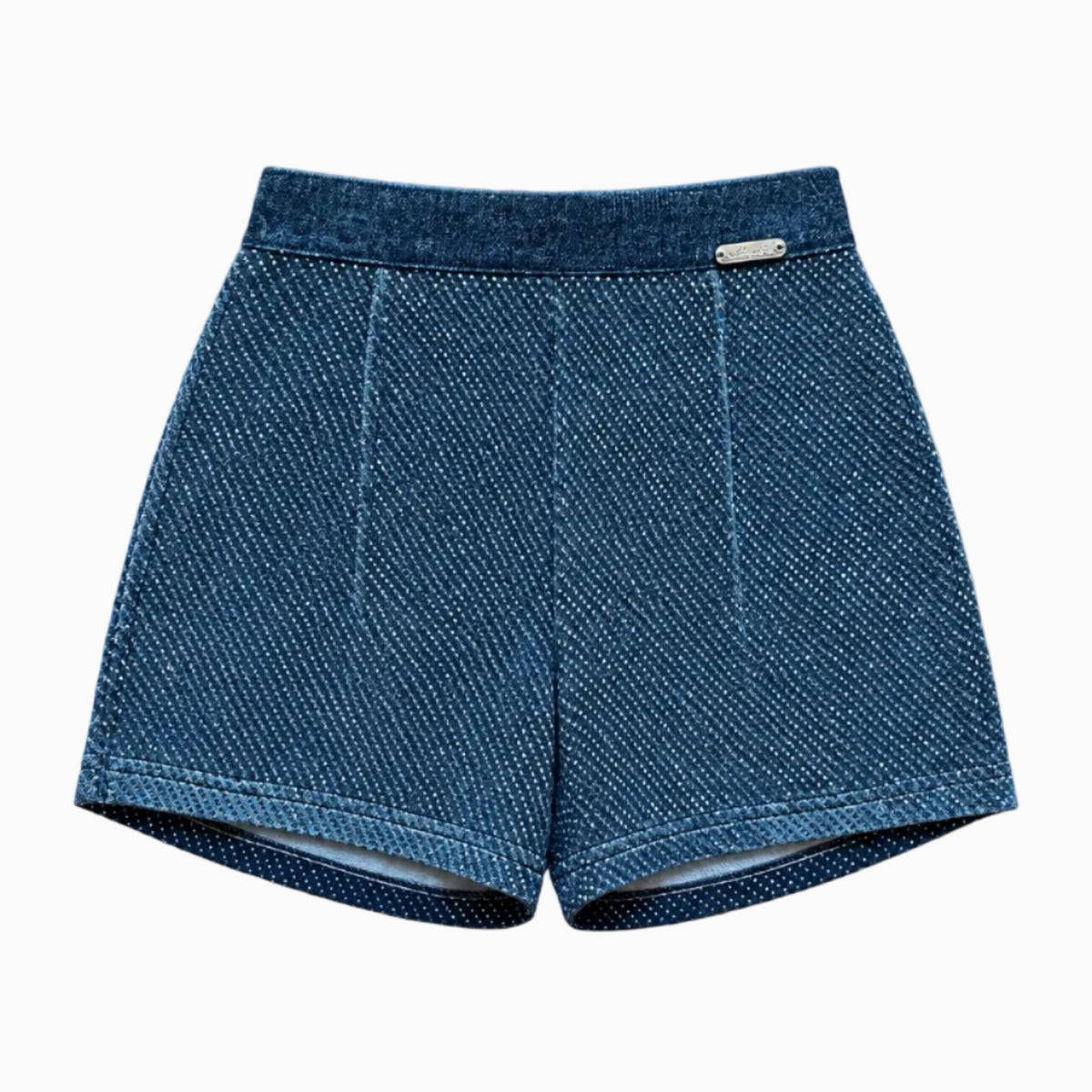 Shorts grigio metallo effetto sparkling fascia velluto e logo argento bambina