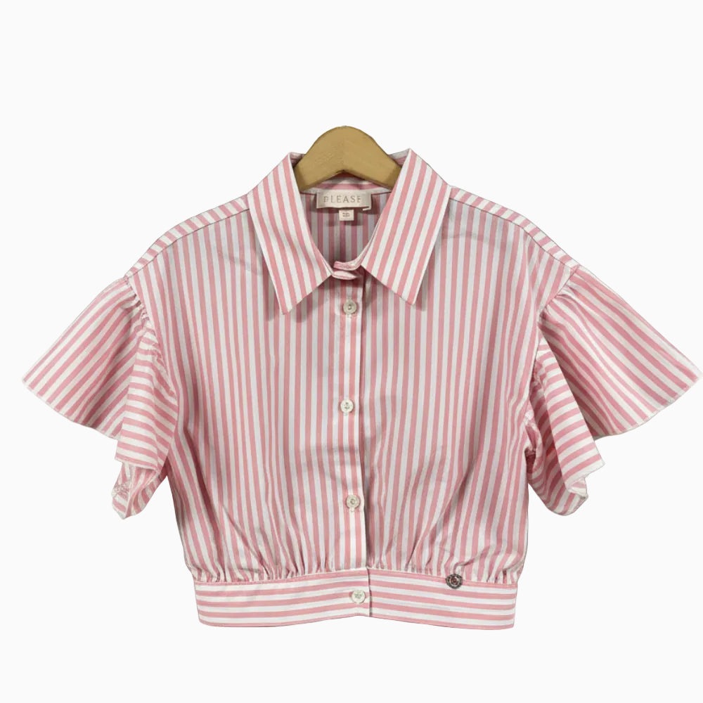 Please camicia bambina rigata rosa