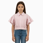 Please camicia bambina rigata rosa