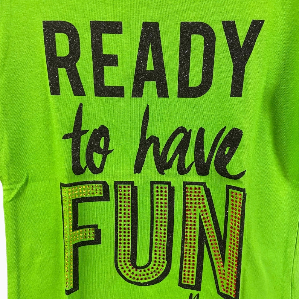 Maelie t-shirt manica corta bambina verde con scritta