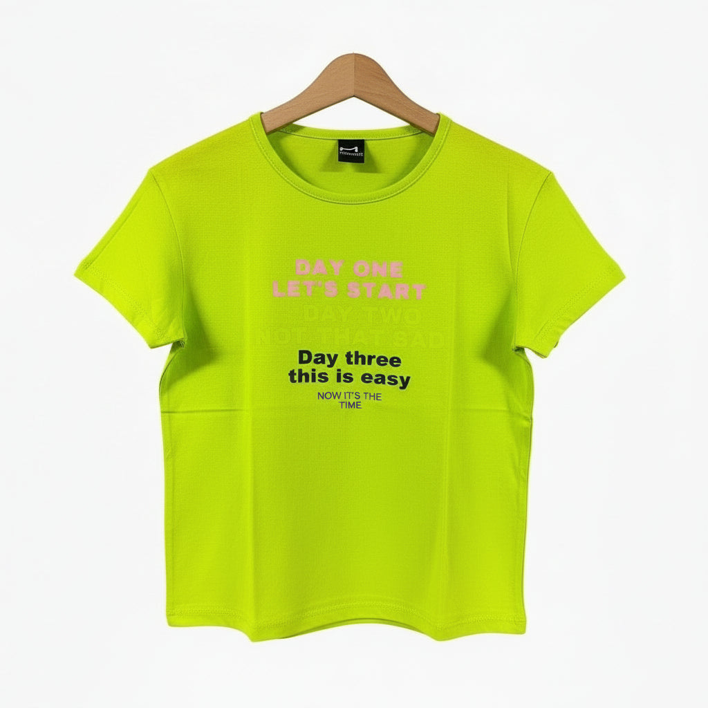 Hangar93 t-shirt manica corta corta bambina verde lime