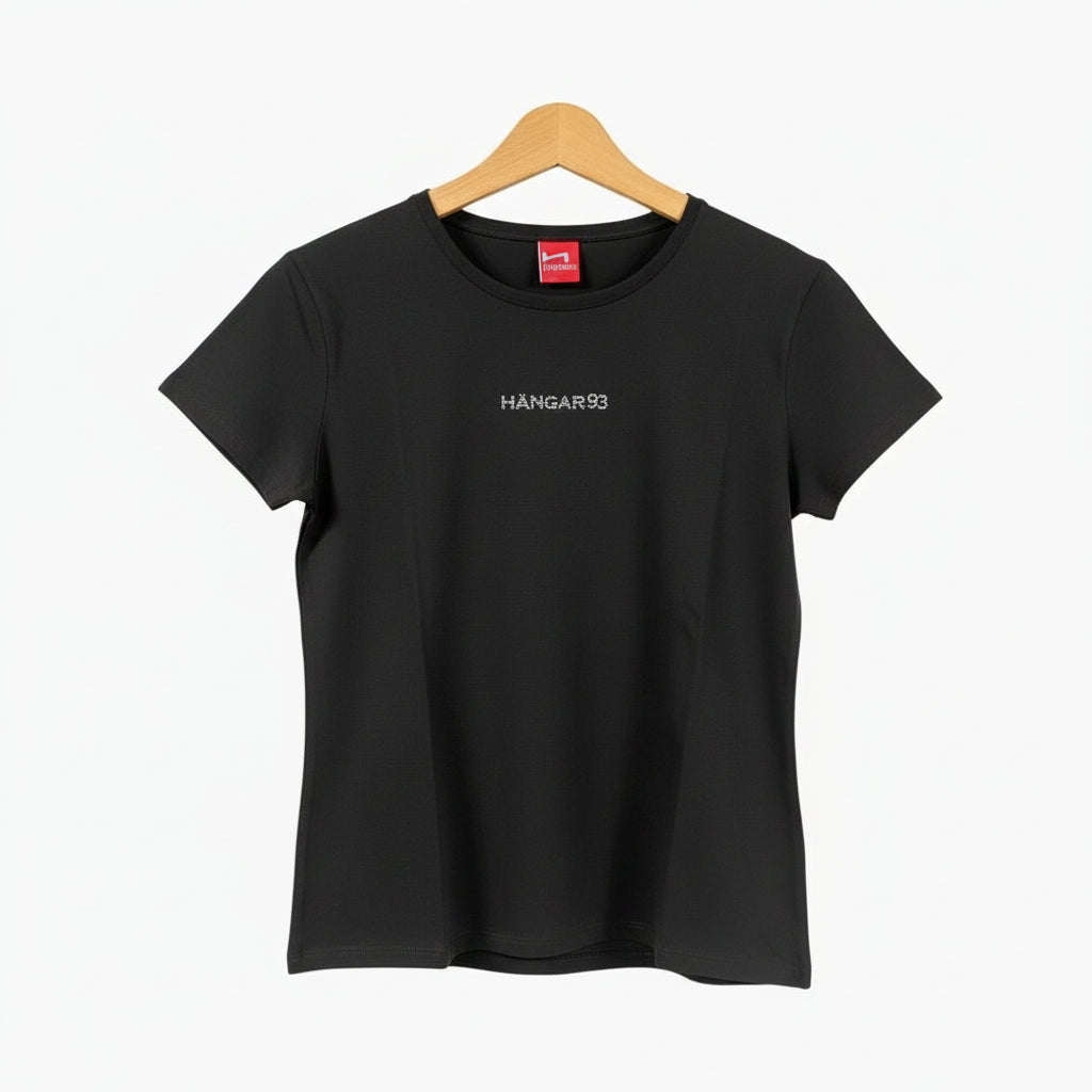 Hangar93 t-shirt manica corta bambina nera con strass