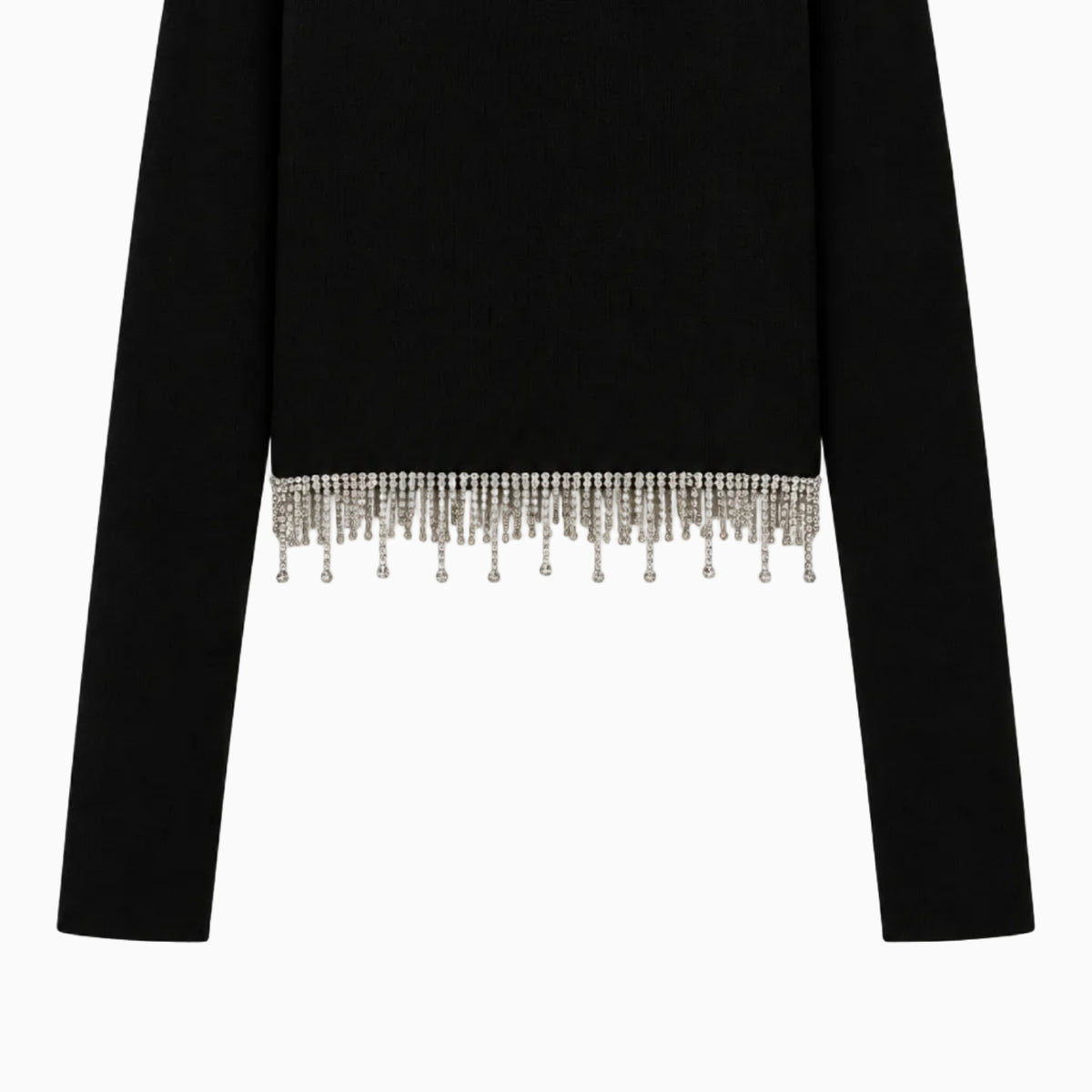 To Be Too maglia nera a collo alto con frange di strass bambina | CDifferent Outlet