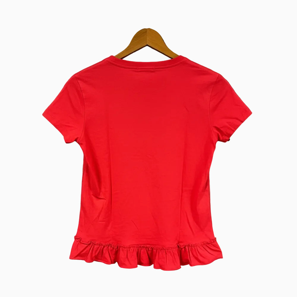 Name It t-shirt rosso con fondo a volant bambina