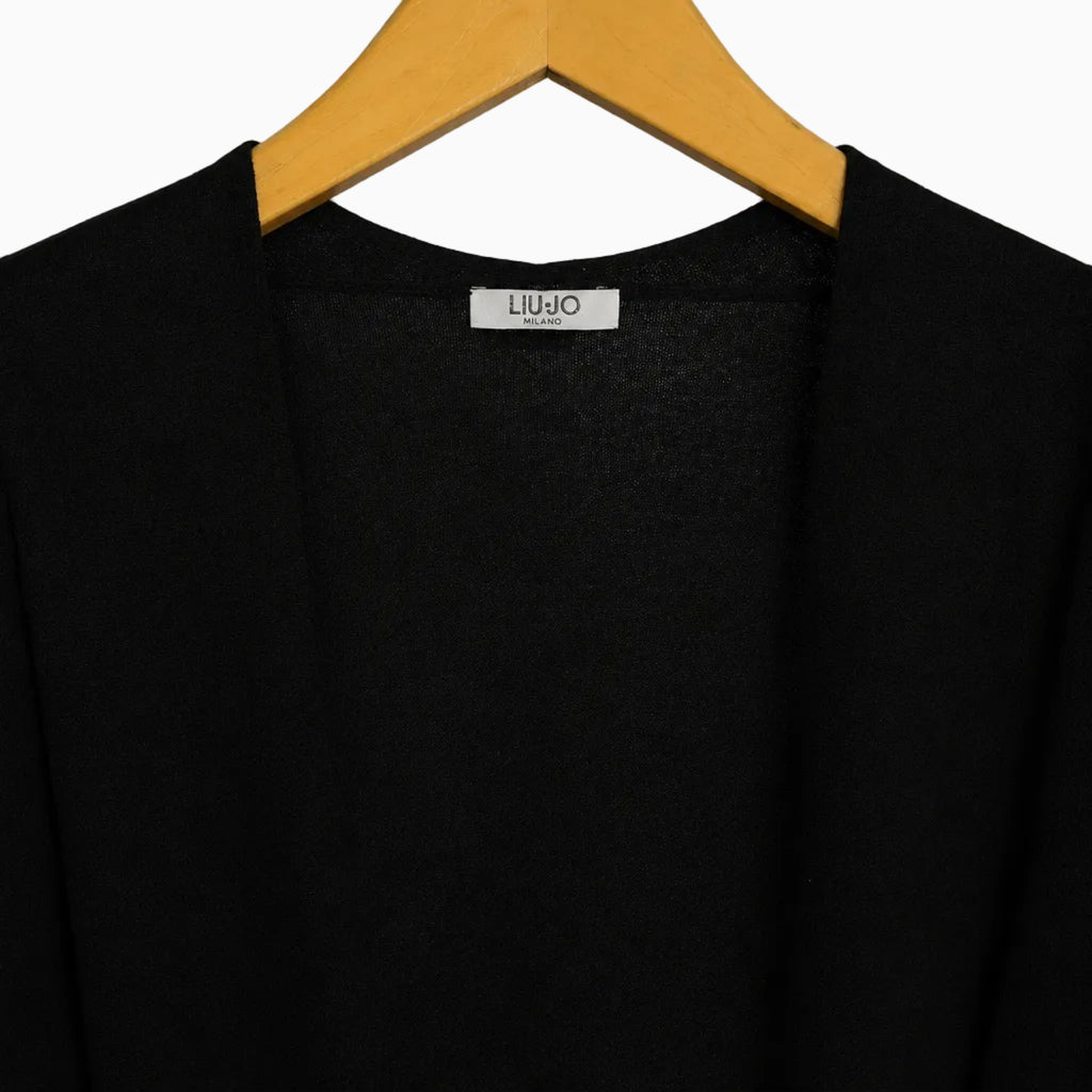 Liu Jo cardigan lungo nero con cintura in tinta bambina | CDifferent Outlet