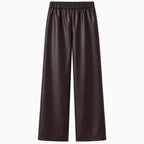 Pantalone bambino ecopelle viola scuro vista posteriore vita elastica