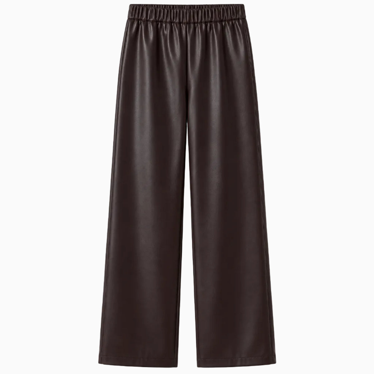 Pantalone bambino ecopelle viola scuro vista posteriore vita elastica