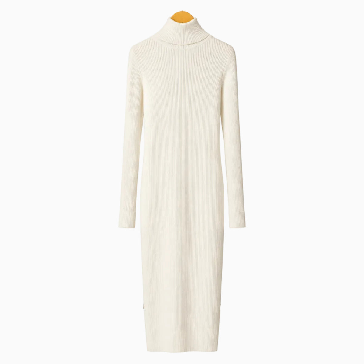 Y-Clù abito lungo in maglia bianco latte con collo alto e bottoni bambina | CDifferent Outlet