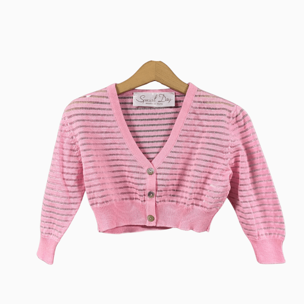 Special Day coprispalle neonata rosa con righe trasparenti