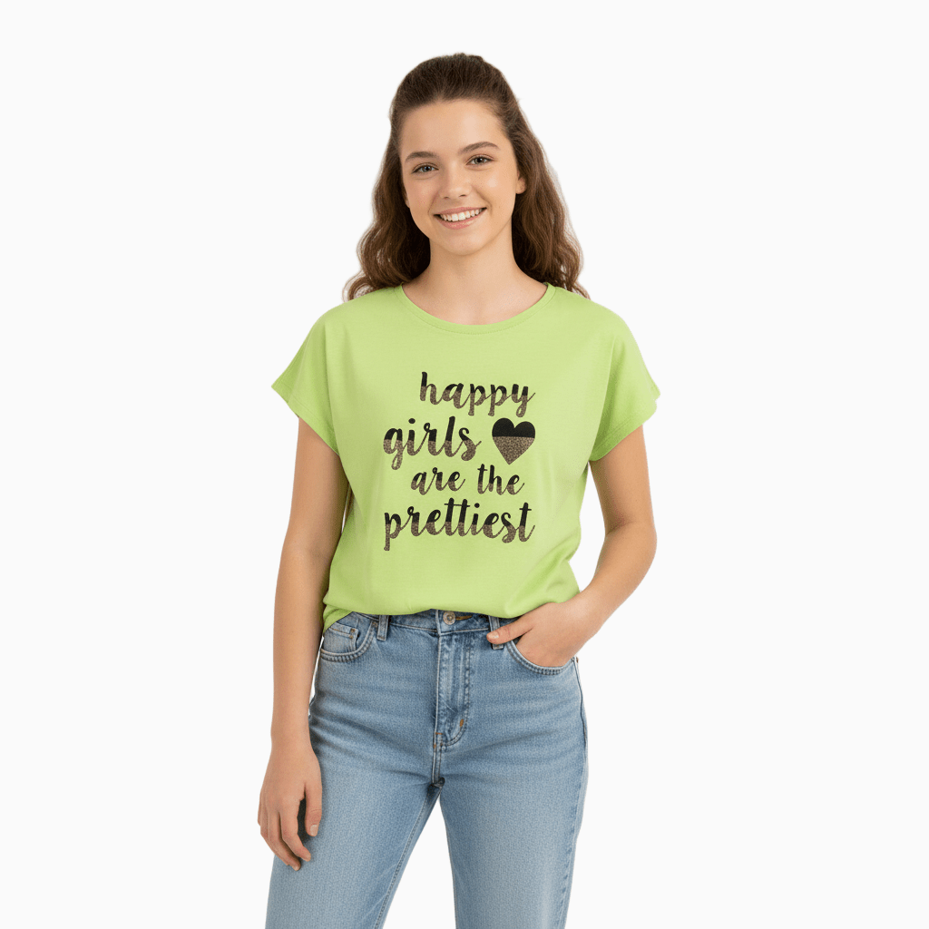 Losan t-shirt manica corta bambina verde con frase motivazionale - Abbigliamento bambini firmato | CDifferent Outlet